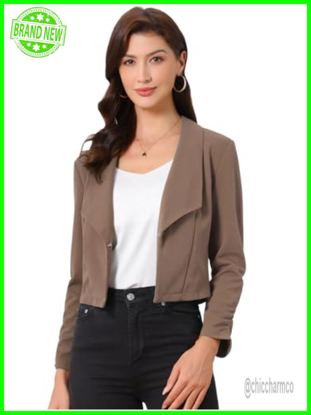 Cropped Blazer Ruched Sleeve Lapel Business Casual Jacket